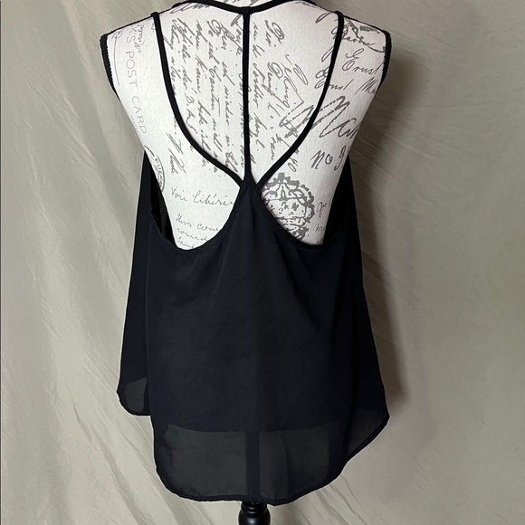 Sexy strappy chiffon flowing evening tank black sheer large Cecico - Picture 4 of 7